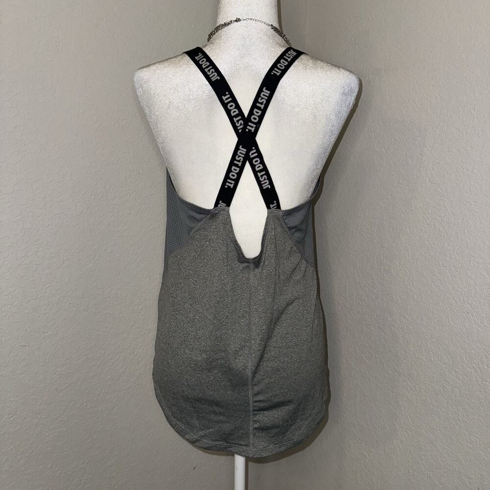 Nike Dri Fit Gray Tank Top Logo Criss Cross Straps Women's Size Large Activewear